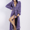 DKaren Diana длинный махровый халат с капюшоном фиолетовый