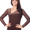 ББ 057 Боди с прозрачными рукавами коричневый