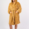 Vienetta Secret VS 032 Махровый женский халат с капюшоном горчичный