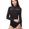 BB 143 Женский боди с ажурной вставкой черный