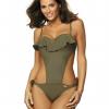 Marko M 468 CARMEN Купальник монокини с оборкой хаки (hazel)