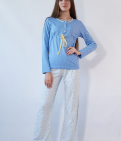 Vienetta Secret V 4167 Хлопковая пижама кофта и штаны голубой