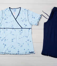 Vienetta Secret VS 04 Женская пижама футболка и бриджи голубой/темно-синий