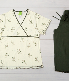 Vienetta Secret VS 04 Женская пижама футболка и бриджи молочный/хаки