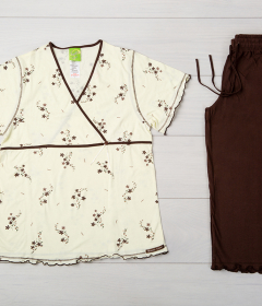 Vienetta Secret VS 04 Женская пижама футболка и бриджи молочный/коричневый