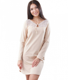 NL 047 Нічна сорочка з довгим рукавом бежевий