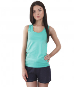 VPL 030 Бавовняна піжама з шортами бірюзовий/темно-синій