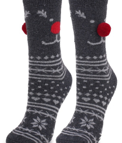 Marilyn ANGORA N39 Теплые носки с помпонами темно-серый