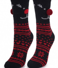 Marilyn ANGORA N39 Теплые носки с помпонами черный/красный