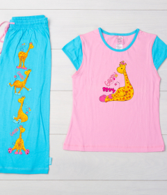 Vienetta Secret VS 03 Пижама футболка и бриджи розовый/голубой