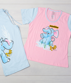 Vienetta Secret VS 03 Пижама футболка и бриджи розовый/голубой