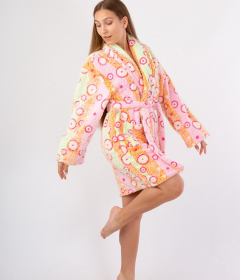 Vienetta Secret Fullese Жіночий халат рожевий/салатовий/принт