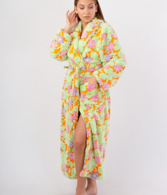 Vienetta Secret Fullese Женский халат оранжевый/салатовый/цветы