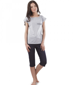 VPL 032 Жіноча піжама з бриджами сірий/темно-синій