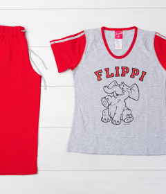 Vienetta Secret VS 01 Піжама футболка та бриджі сірий/червоний