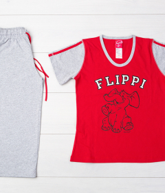 Vienetta Secret VS 01 Пижама футболка и бриджи красный/серый