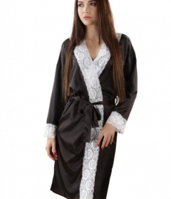 HL 008 Атласный женский халат черный