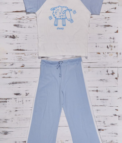 Muzzy M 04 Піжама футболка/капрі білий/блакитний