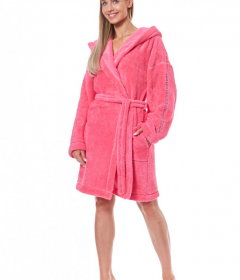 Теплий жіночий халат L&L 9131 LV яскраво-рожевий