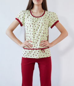 Black Tulip 18 Жіноча піжама з бриджами салатовий/бордовий