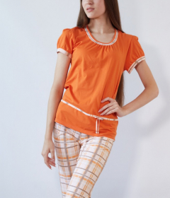 Black Tulip 18 Піжама жіноча з бриджами помаранчевий/молочний