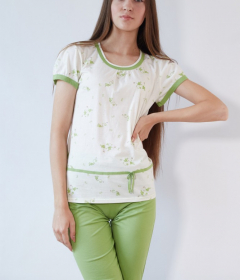 Black Tulip 18 Пижама женская с бриджами молочный/салатовый