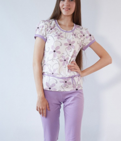 Black Tulip 18 Пижама женская с бриджами молочный/сиреневый