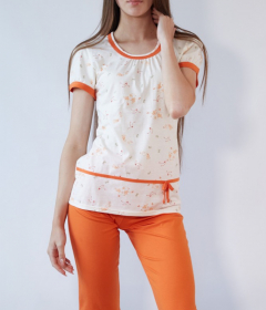 Black Tulip 18 Піжама жіноча з бриджами молочний/помаранчевий