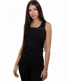ML 070 Женская майка с кружевной вставкой черный