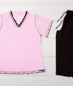 Vienetta Secret VS 06 Хлопковая пижама с бриджами розовый/черный