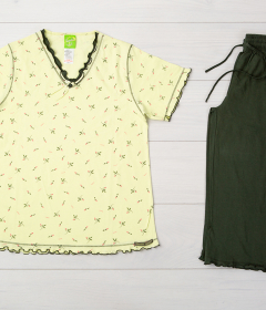 Vienetta Secret VS 06 Хлопковая пижама с бриджами салатовый/хаки