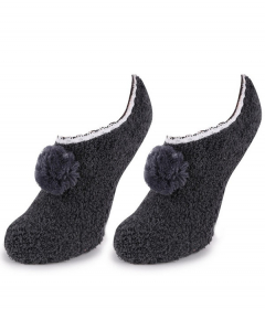 Marilyn COOZY R46 Махровые балетки с помпоном темно-серый