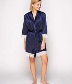 халат сатиновый Serenade 461 темно-синий