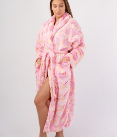 Vienetta Secret Geargette Miss HG 020 Махровий жіночий халат рожевий/жовтий/принт