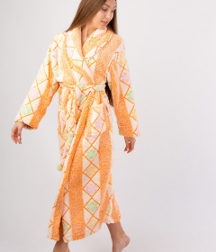 Vienetta Secret Geargette Miss HG 020 Махровый женский халат оранжевый/принт