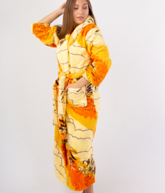 Vienetta Secret Geargette Miss HG 020 Махровый женский халат желтый/оранжевый/принт