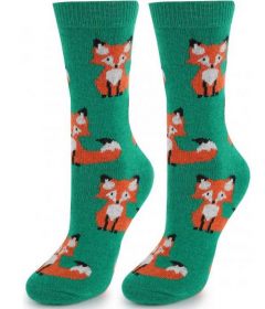 Marilyn ANGORA R31 Теплые носки с лисичками зеленый