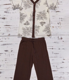 Vienetta Secret VS 70 Хлопковая пижама футболка/бриджи молочный/коричневый