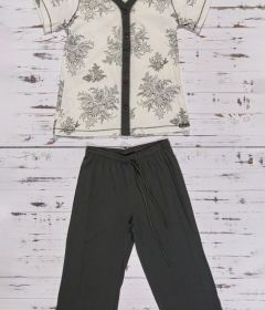 Vienetta Secret VS 70 Хлопковая пижама футболка/бриджи молочный/хаки