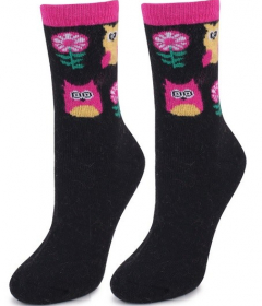 Marilyn ANGORA L36 Жіночі шкарпетки з ангорою чорний/ярко-рожевий