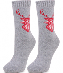 Marilyn ANGORA N46 Ангорові шкарпетки з оленями сірий