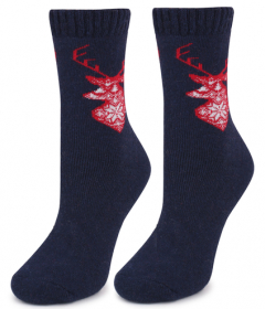 Marilyn ANGORA N46 Ангорові шкарпетки з оленями синій