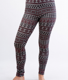 LL 030 теплые лосины с орнаментом серый/красный