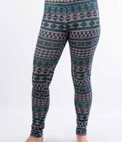 LL 030 теплые лосины с орнаментом синий/зеленый
