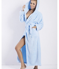 DKaren Diana довгий махровий халат з капюшоном блакитний
