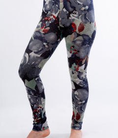 LL 028 жіночі лосини з квітами сірий