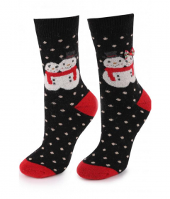 Marilyn ANGORA R35 Ангоровые носки со снеговиками черный