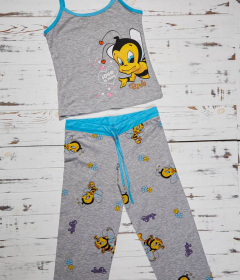 Vienetta Secret VS 26 Пижама майка и капри серый/голубой