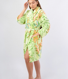 Vienetta Secret VS 034 махровый женский халат салатовый/оранжевый/принт