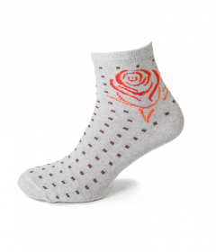 21120 Женские носки с принтом розы серый